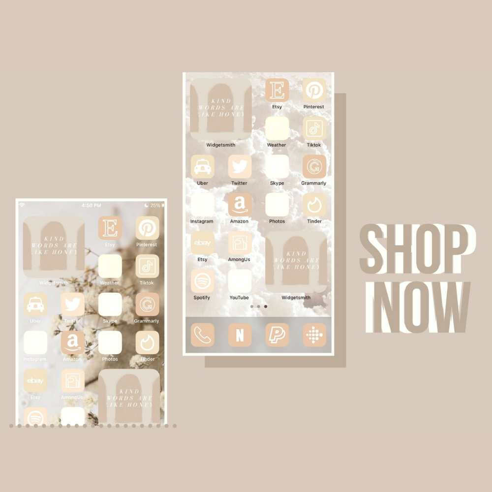 Creamy Beige Aesthetic Pack For Iphone Ios 14 100 App Icons Via Wish List