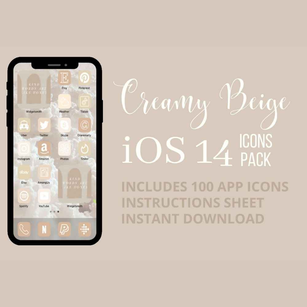 Creamy Beige Aesthetic Pack For Iphone Ios 14 100 App Icons Via Wish List