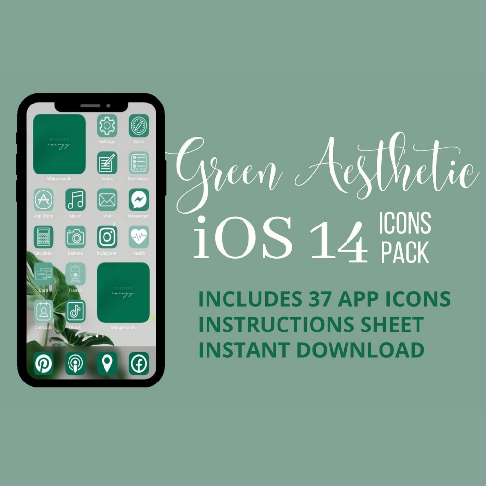 Green Aesthetic Pack For Iphone Ios 14 37 App Icons Via Wish List