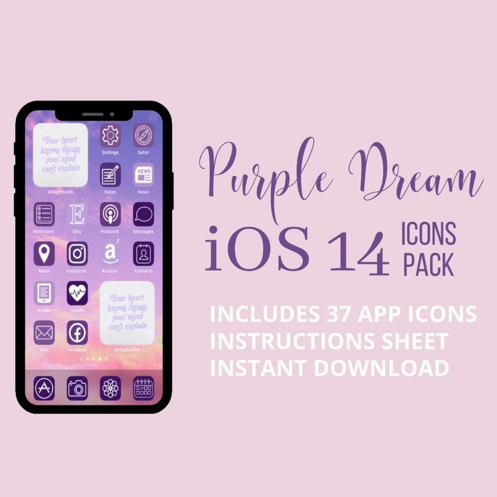 Purple Dream Aesthetic Pack For Iphone Ios 14 37 App Icons Via Wish List